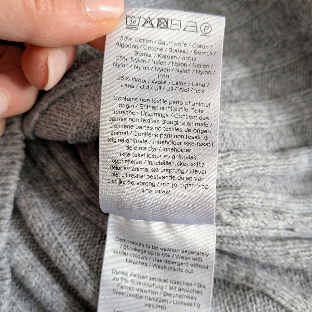 Minimum Gray Ribbed Knit Sweater Wool Blend Small | Scandinavian Minimalist #204 - Picture 5 of 5